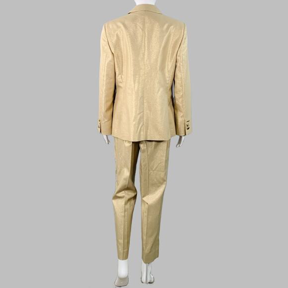 EMPORIO ARMANI Size M Gold Metallic Notch Lapel Pantsuit - Picture 3 of 10